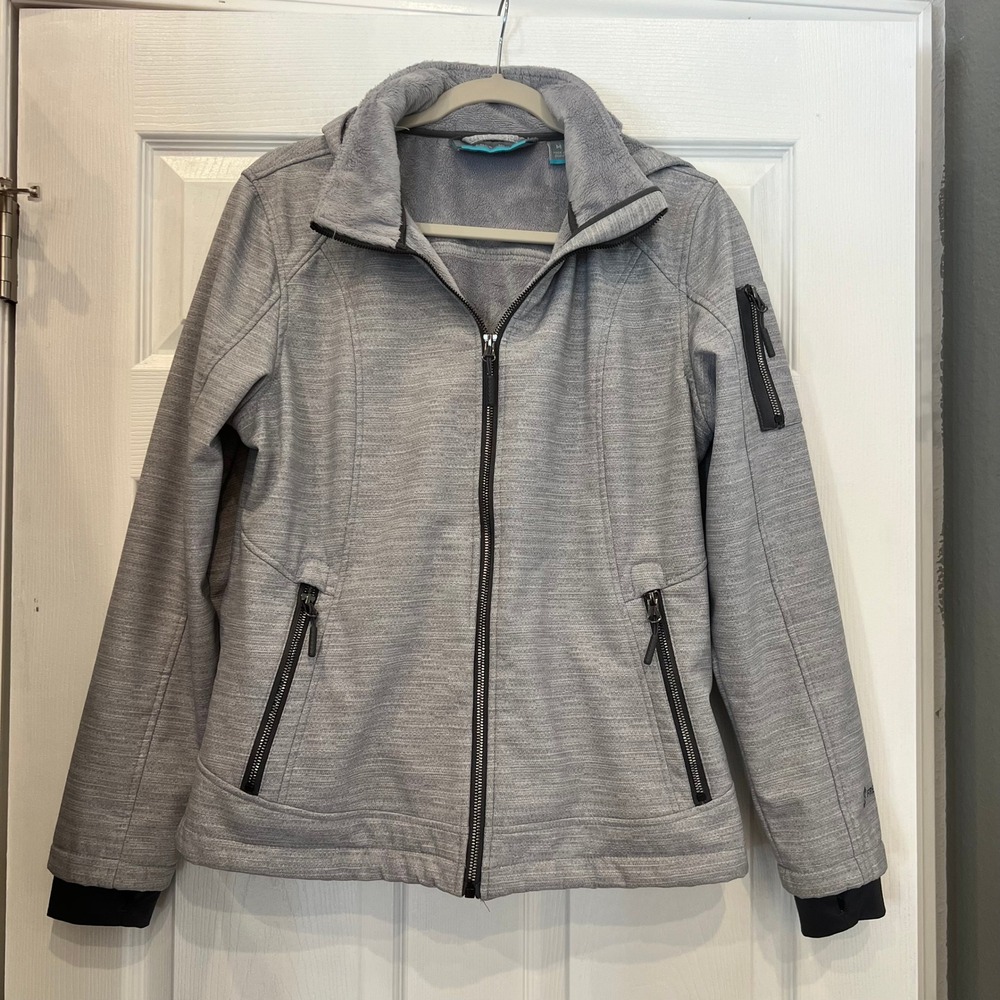 Free Country Softshell Jacket Polyester Spandex Heather Grey Gorpcore Outdoor M